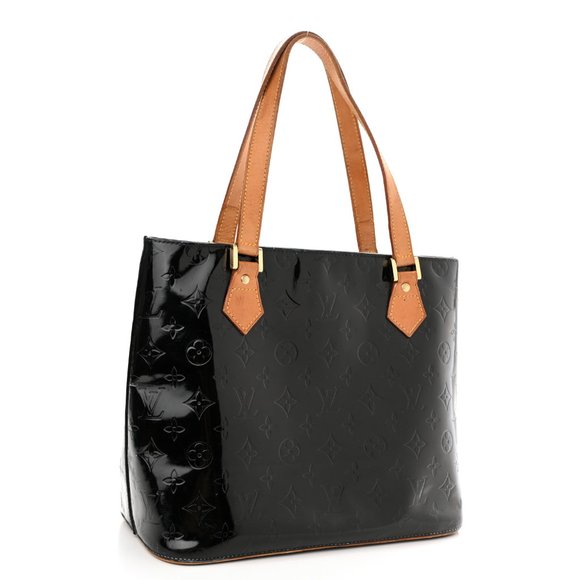SALE! Vintage Louis Vuitton Houston Black Vernis Leather Logo Shoulder Bag Tote - Picture 10 of 14